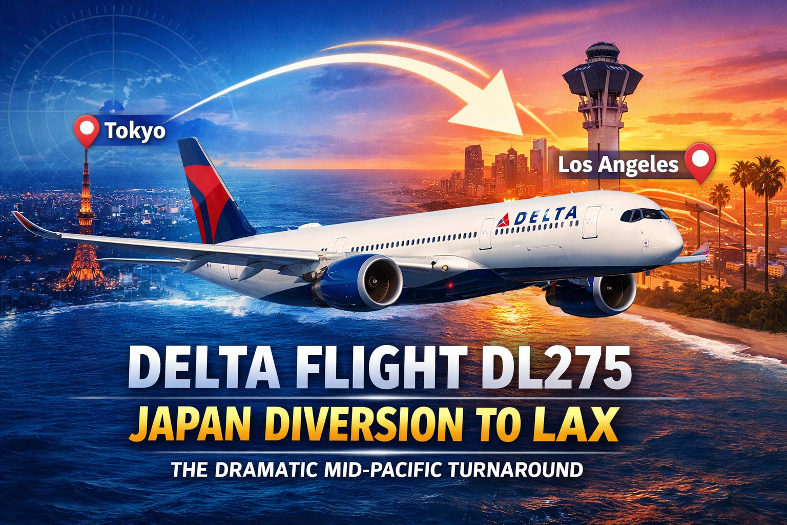 delta flight dl275 japan diversion lax